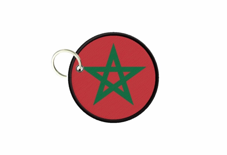 Keychain Moroccan Flag Printed Round Badge