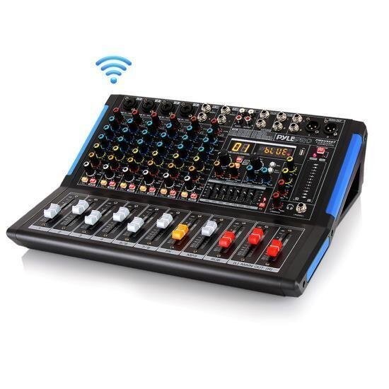 Pyle Bluetooth 8 Ch. Studio DJ Controller Audio Mixer Console System PMXU88BT