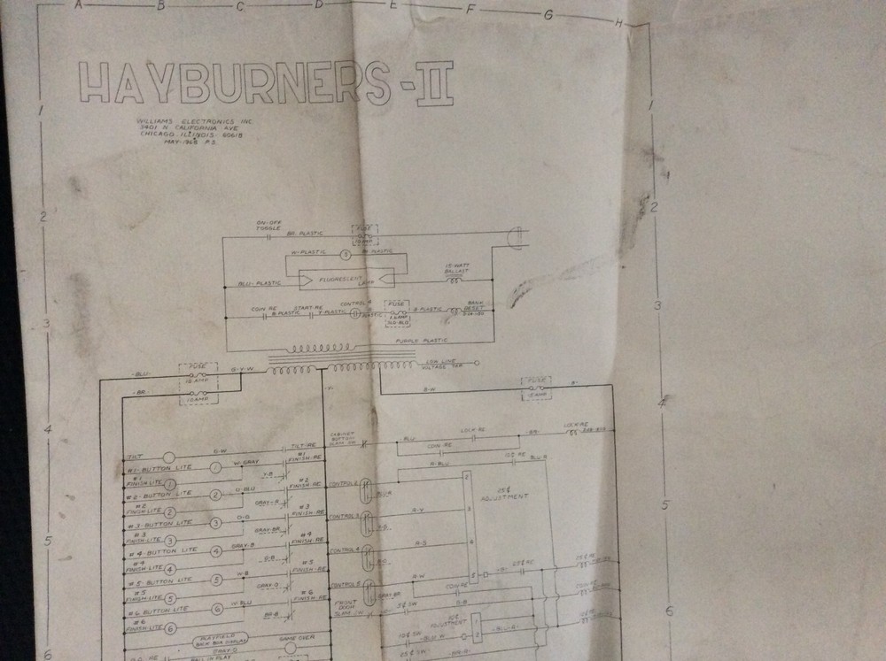 Williams Hayburners 2  Pinball Machine Schematic  Original !!