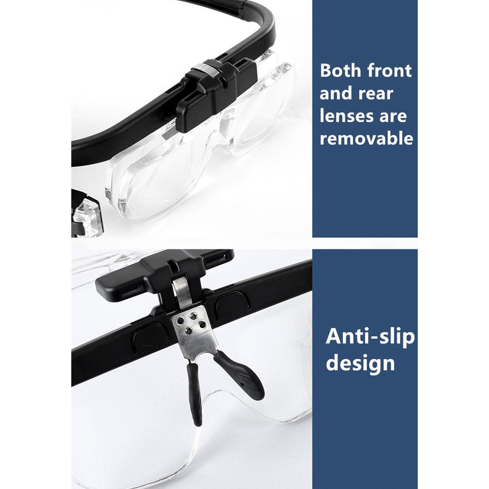 Rechargeable 6-Magnification LED Light Magnifying Glass Adjusting Magnifier Loop