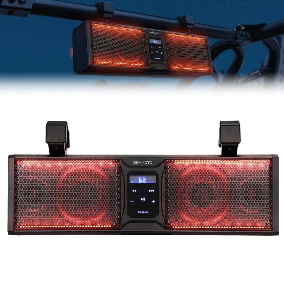 KEMIMOTO 16IN Universal RGB ATV UTV Sound Bar Speaker Marine Soundbar