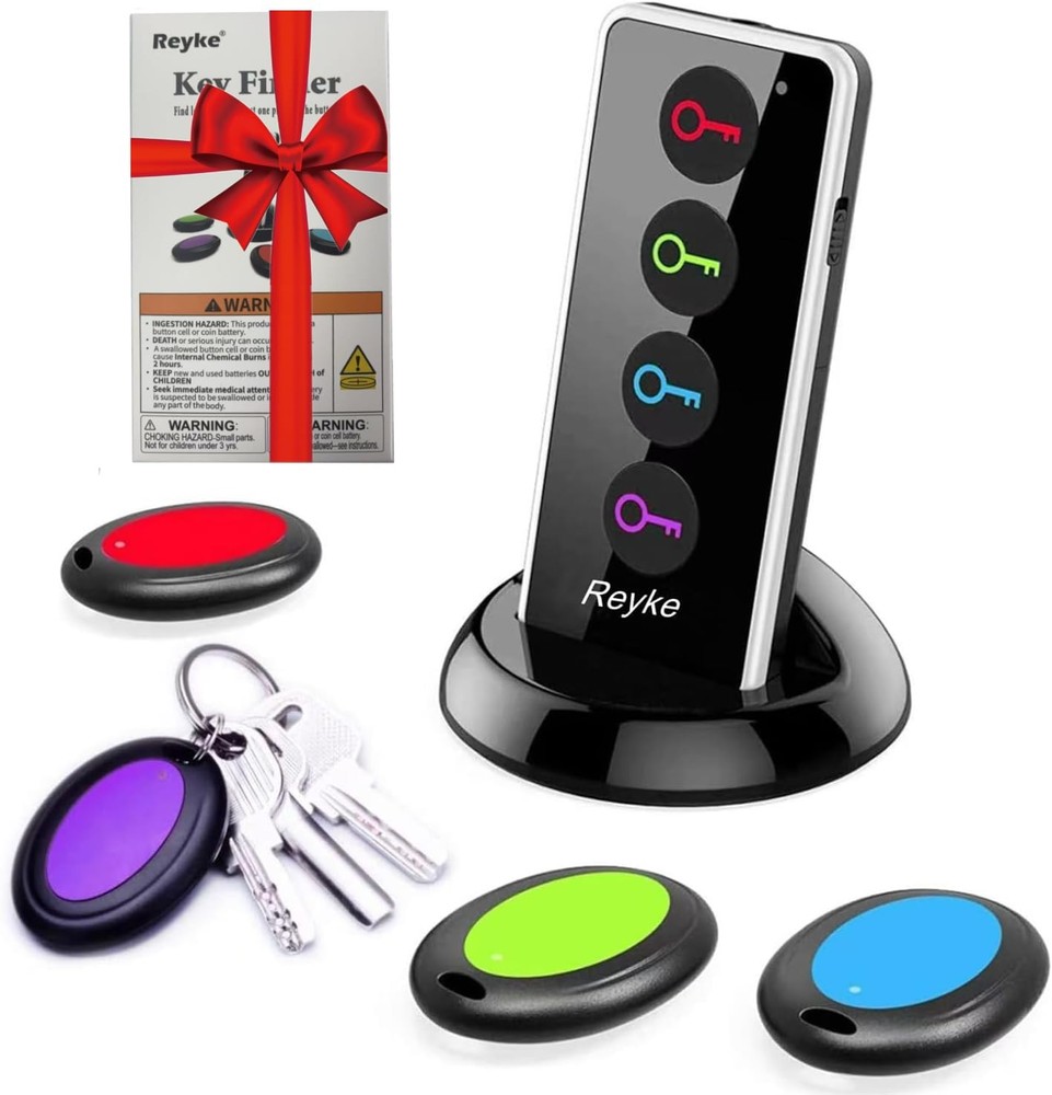 Key Finder, 80dB+ RF Item Locator Tags with 131ft. Working Range, Wireless Re.