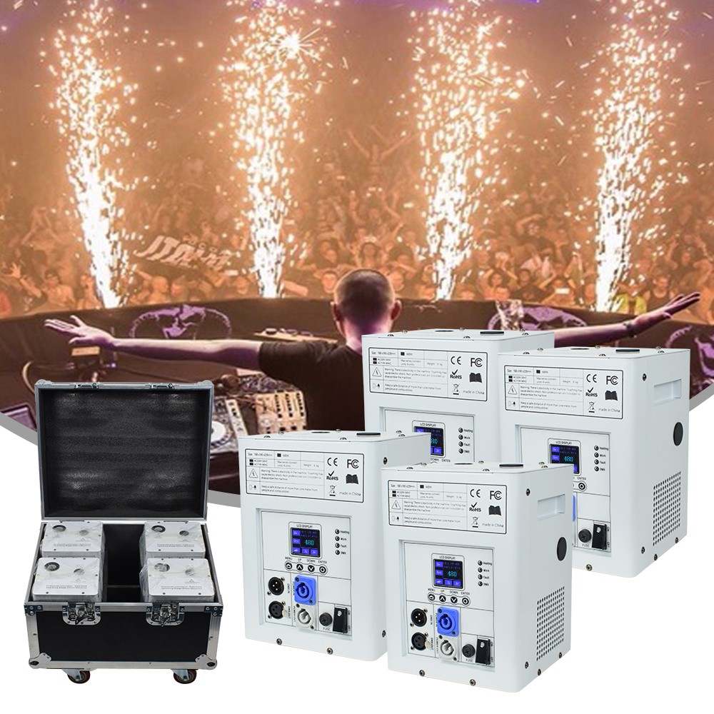 4X 750W Cold Spark Machine Wedding DJ Party Stage Effect Firework Machine W/Case