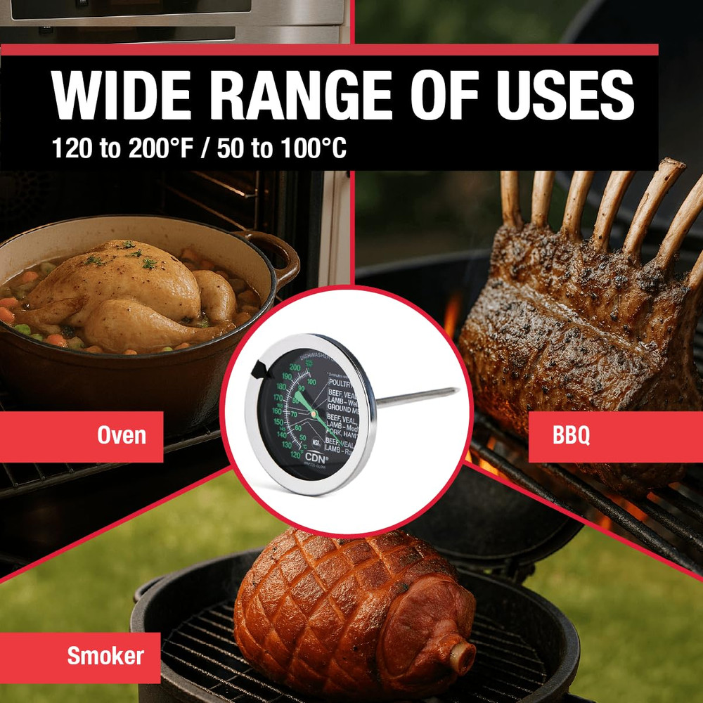 CDN Ovenproof Meat Thermometer – Glow Dial | Proaccurate® | 2" Easy-Read Dial |