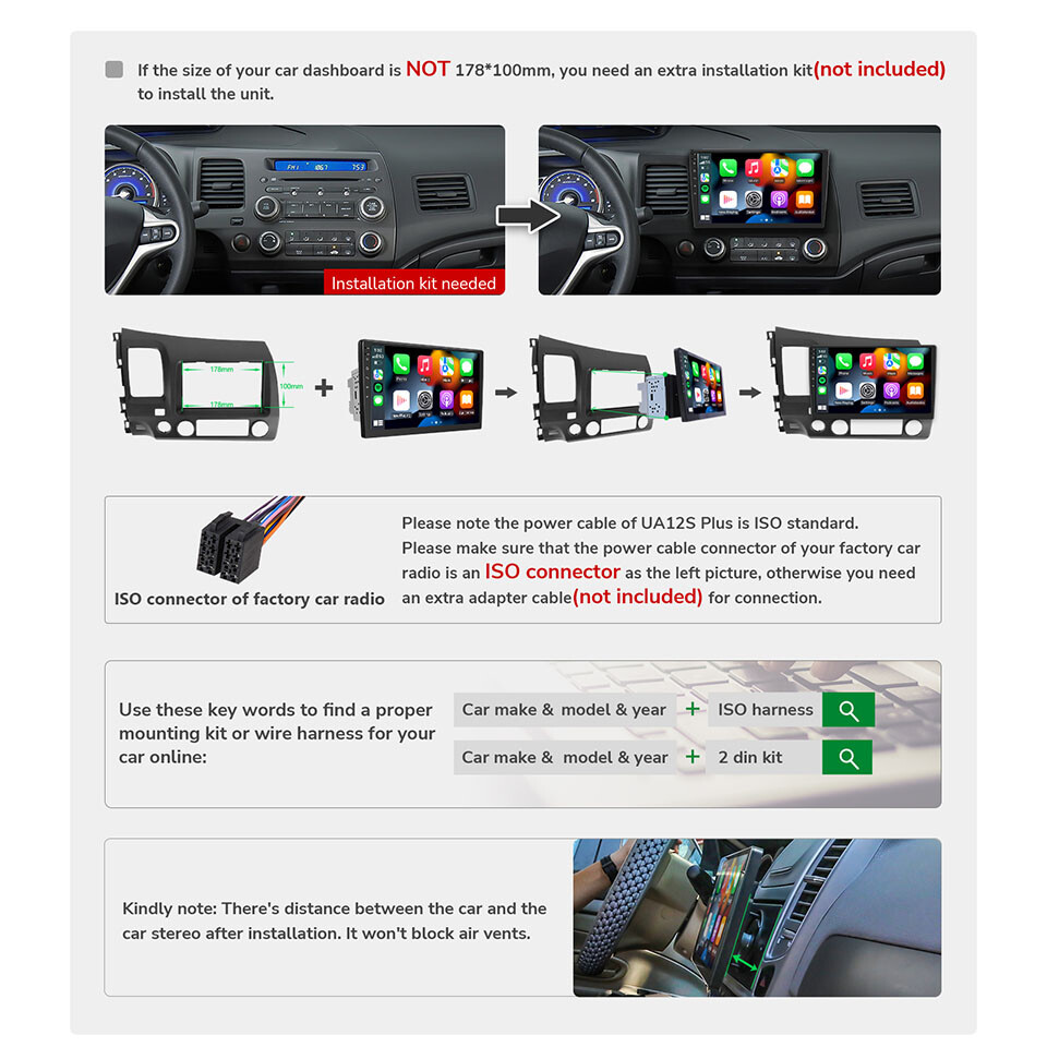 Eonon UA12S Plus Android 13 6+64 Double 2Din 10.1"Smart Car Stereo Radio CarPlay