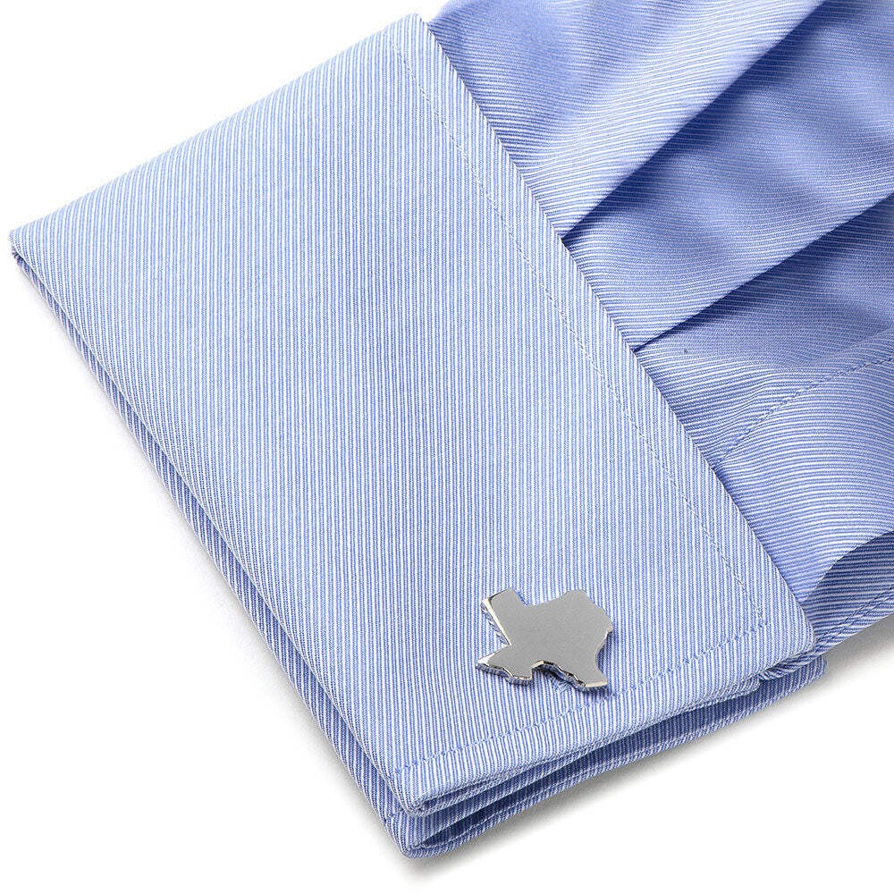 Silver Texas Cufflinks and Lapel Pin Gift Set
