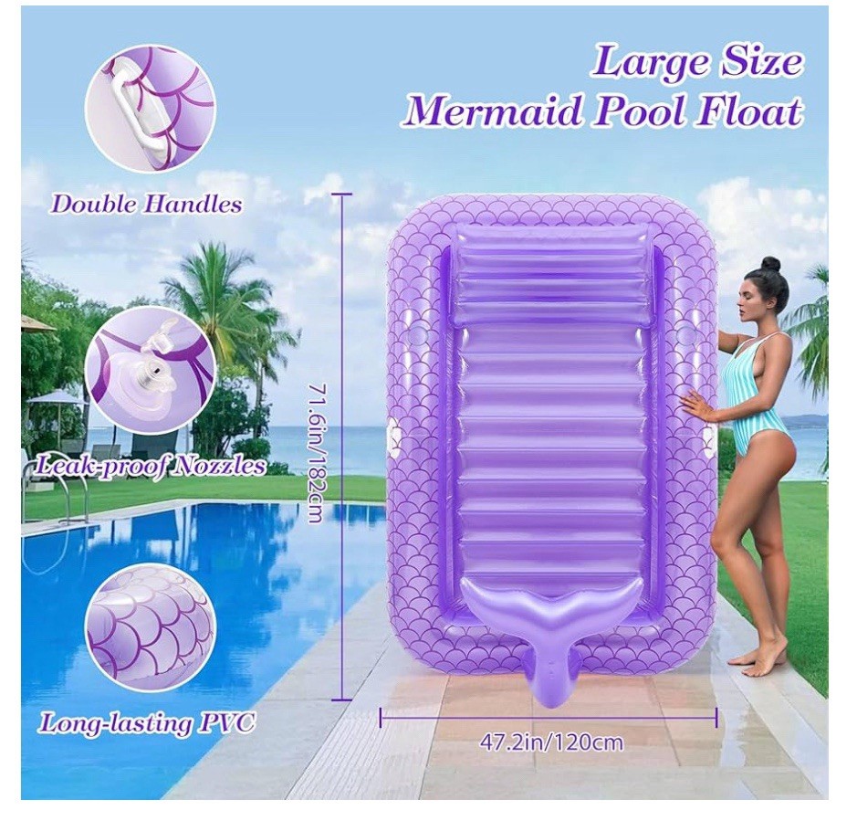 Moko Pool Floats Adult, Large Floating Bed with Ice Bar, Tanning Bed, 71.6x47.2"