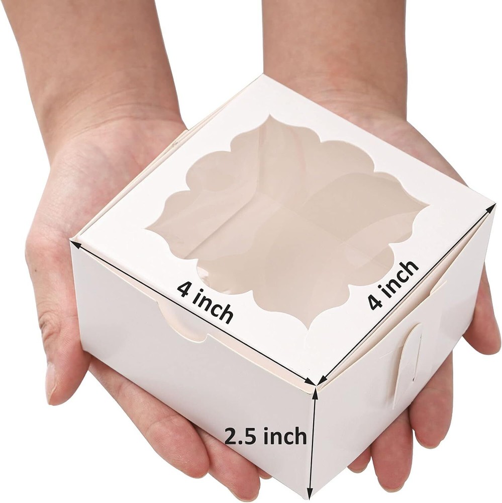50pcs Cookie Boxes with Window Bakery Small Treat Mini Pie White