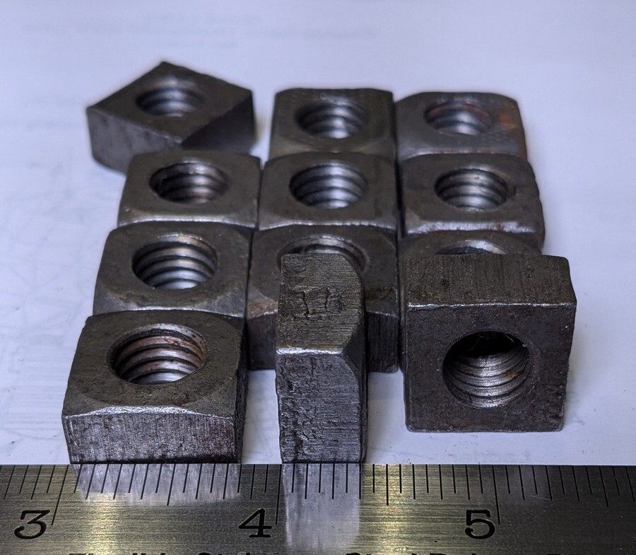 1/2-13 UNC Square Nut Plain Chamfered, Grade Unknown, NOS, Vintage, Quality OK