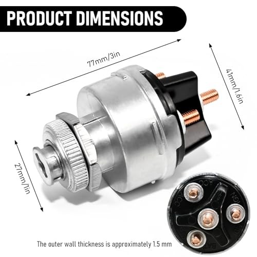 1 Set Wires Ignition Switch， with Key 4 Position Universal Black Plastic