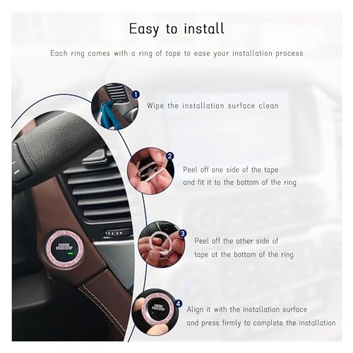 Bling Crystal Double Rhinestone Car Engine Start Stop Decoration 1 PC Pink