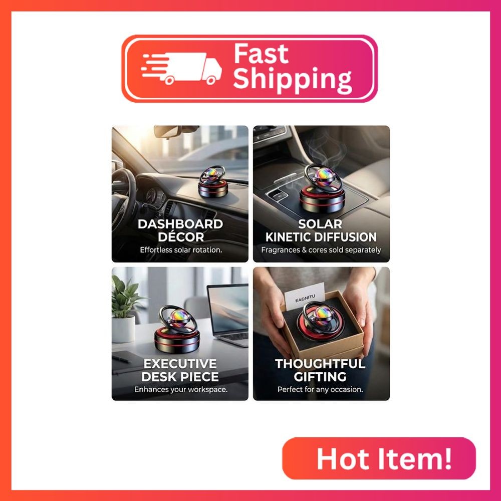 Solar Dashboard Spinner, Sun Powered Kinetic Car Decoration Diffuser, Space Them