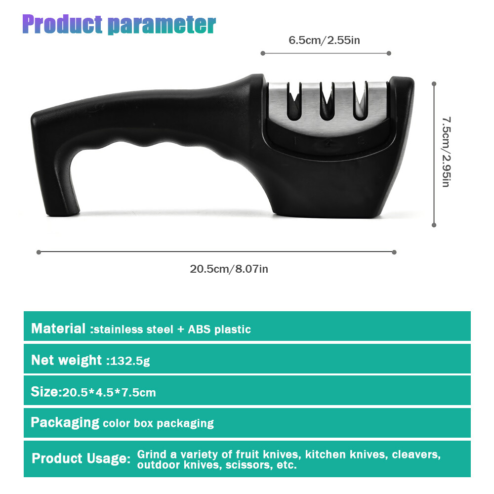 Knife Sharpener Professional Ceramic Tungsten Kitchen Sharpening System 3 Stage