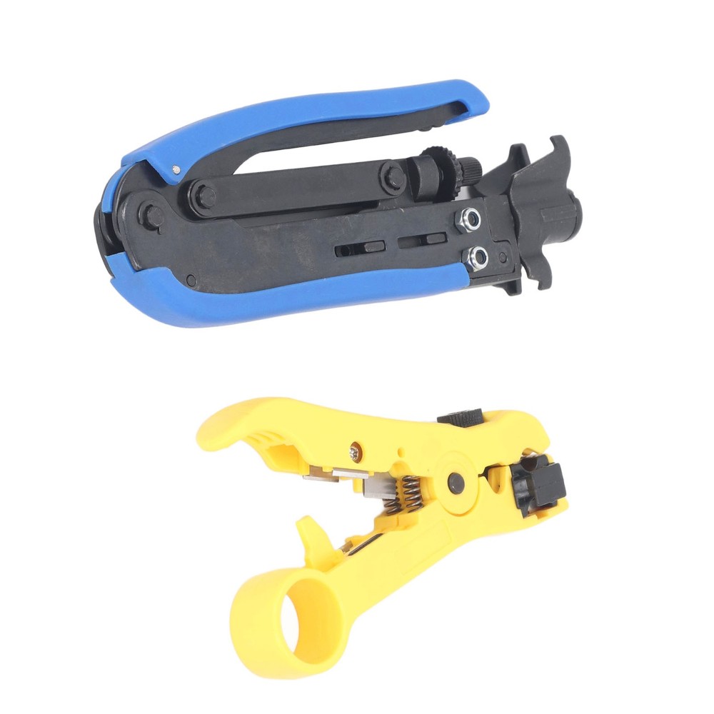 Coaxial Cable Crimping Pliers Combination Tool Adjustable Coax Stripper New