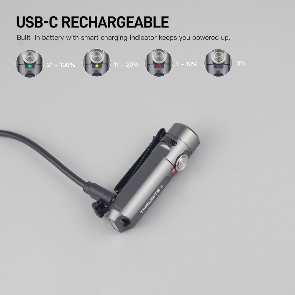 Ti Keychain Flashlight, Compact USB-C Rechargeable Battery Mini Flash Light, Bri