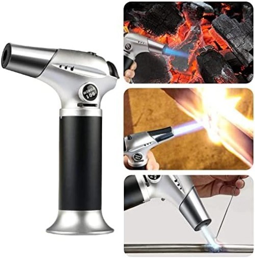 Elegant Refillable Kitchen Blow Torch with Adjustable Flame - Perfect for Baking