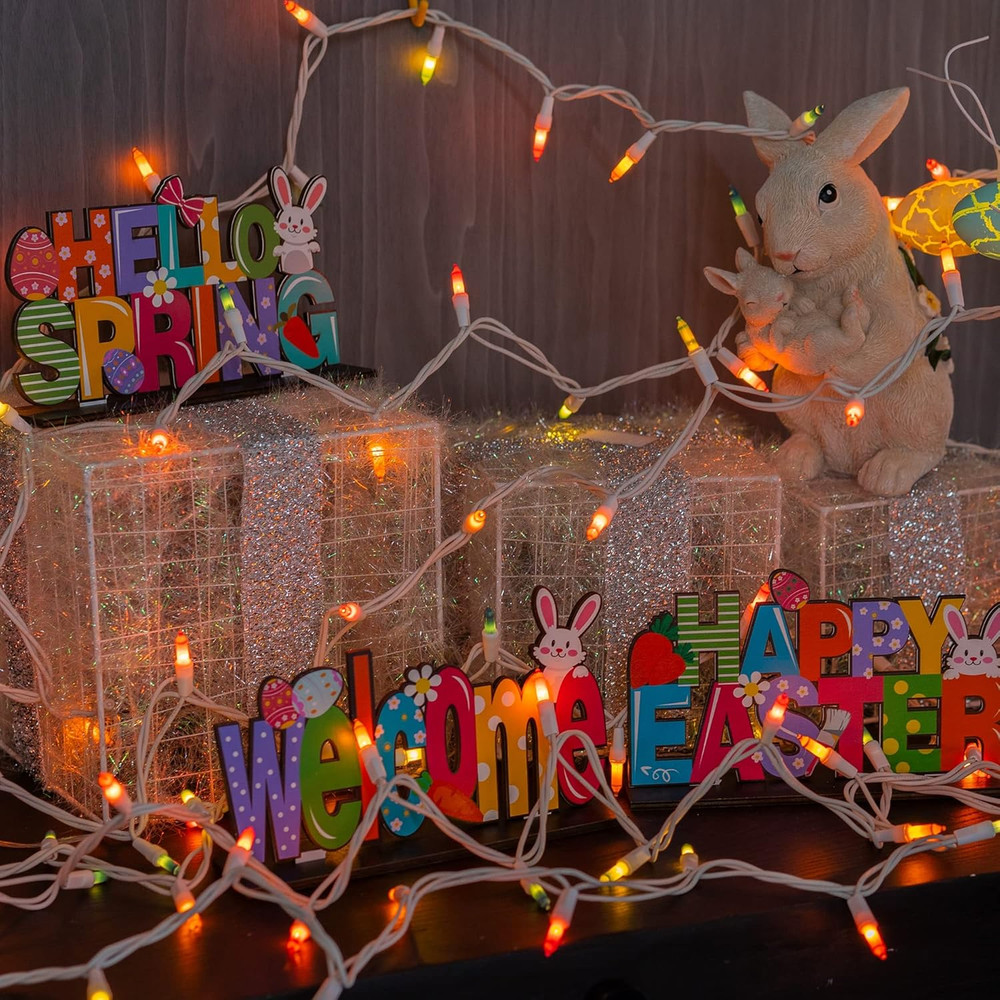 100 Count 20FT Easter Mini String Lights, Incandescent White Wire Fairy Lights w