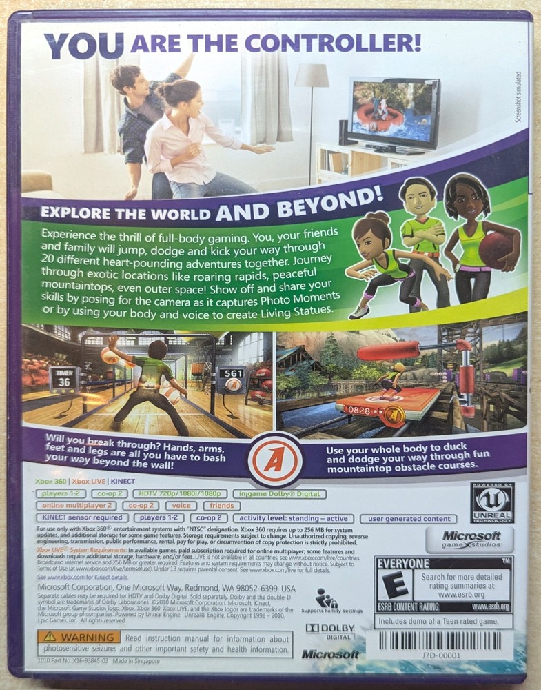 Microsoft Xbox 360 Kinect Sensor Bar Black + 2 Games