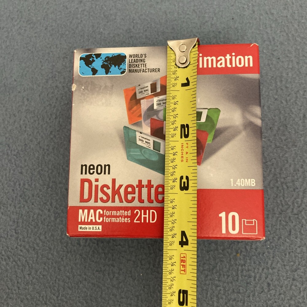 NOS Imation 3.5" 1.40MB 2HD Mac Formatted Neon Diskettes - 10 Pack