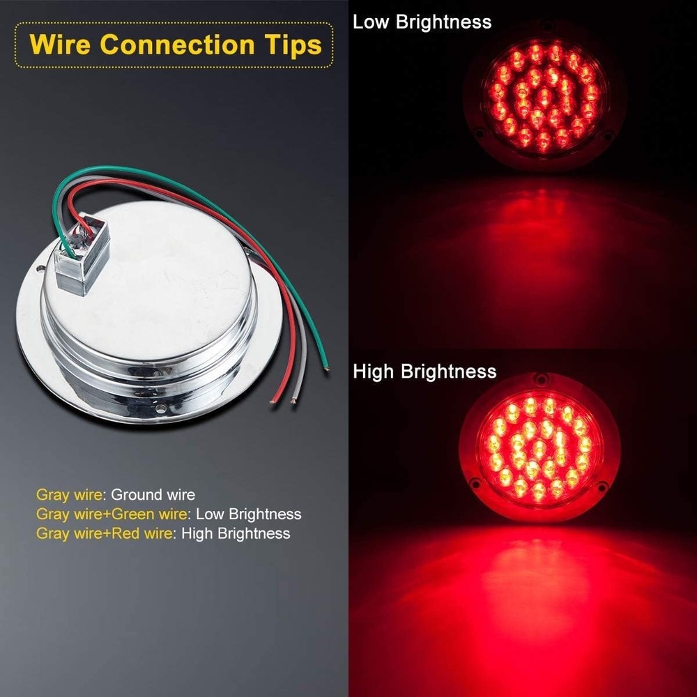 4" Round LED Trailer Tail Lights Stop Turn 2PCS