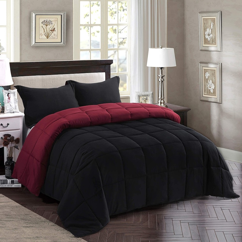 HIG 3pc Down Alternative Comforter Set - All Season Reversible Comforter with...