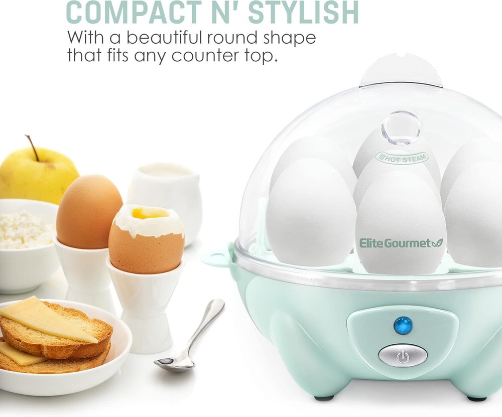 Electric 7-egg capacity egg cooker with automatic shut-off and buzzer