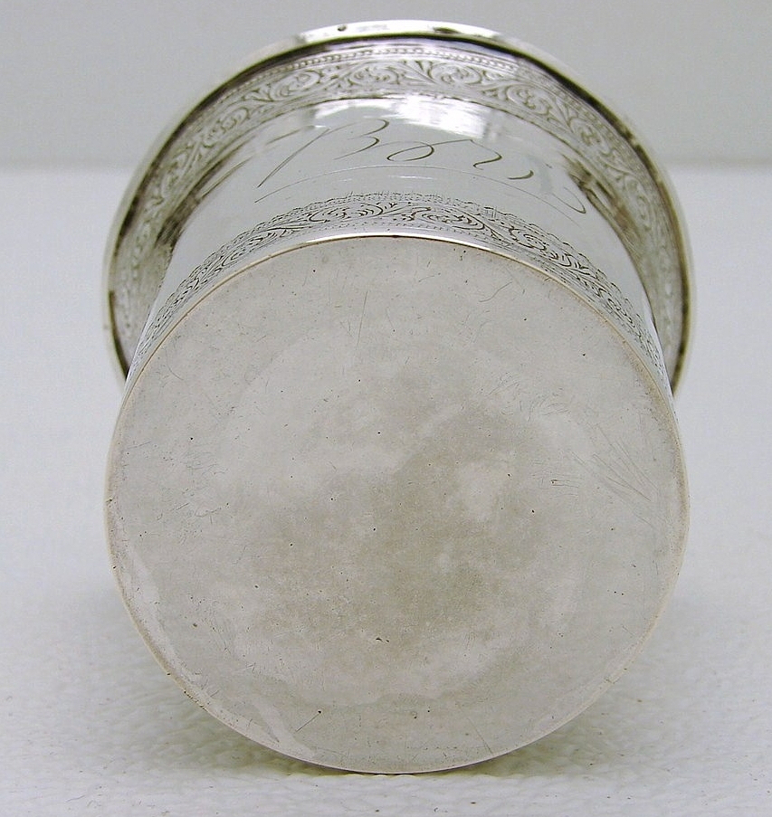 Sterling Silver Beaker Cup engraved Middle Eastern or Islamic motif c1850