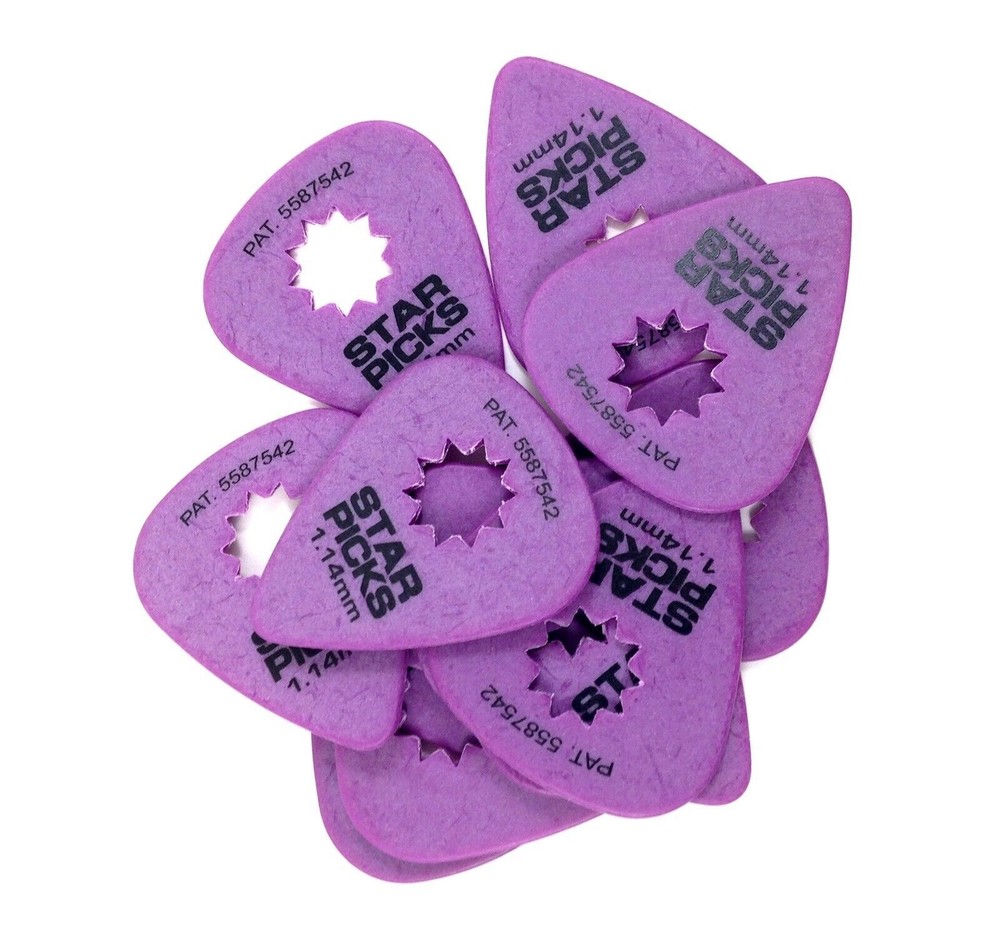 Everly Star Guitar Picks 12 Pack 1.14mm Purple