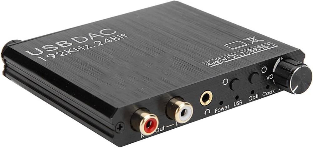 Premium Digital To Analog Audio Decoder Volume Bass Control Dial USB Sound Card