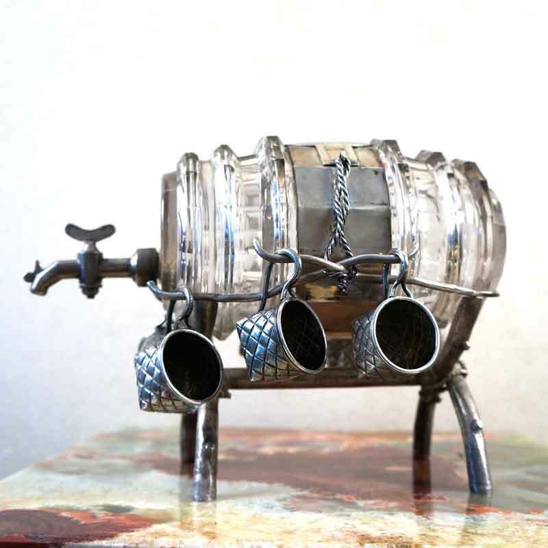 Russian Antique Crystal Silver Barrel