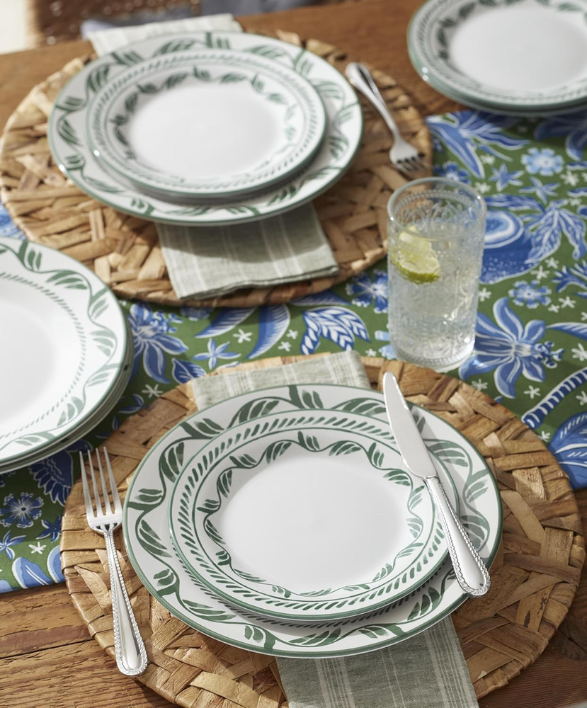 Dinnerware Set, Solear Green 12-Piece Set, Service for 4, Stoneware Material, Di