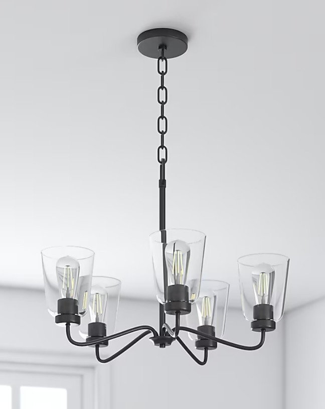 Project Source Traywick 5-Light Matte Black Chandelier