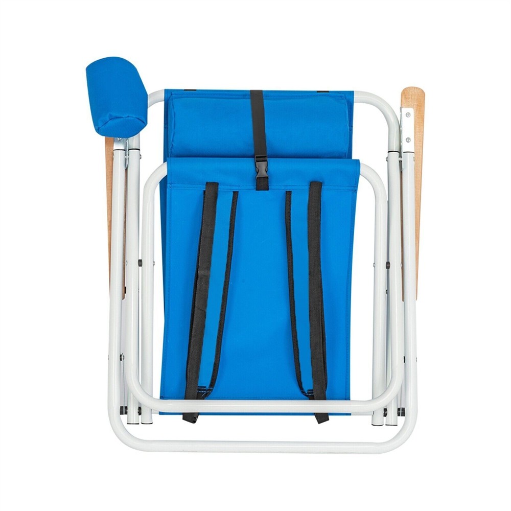 Portable Backpack Beach Chair Folding Solid Construction Camping With Cup Holder