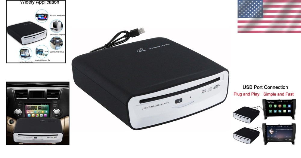 Universal USB External CD Player for Car - Plug & Play with Multi-Device Support