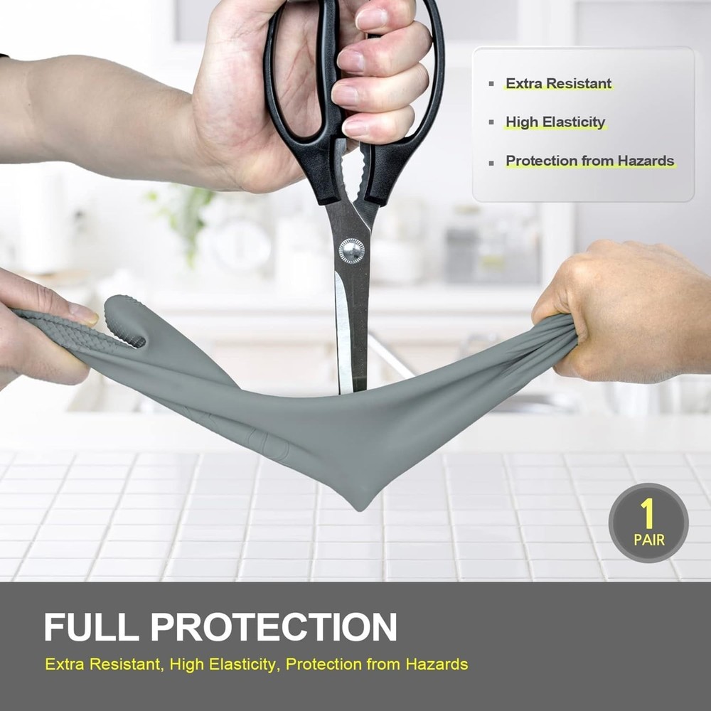 Non-Slip Gray Rubber Gloves: Comfortable, Allergy-Friendly Dishwashing Solution