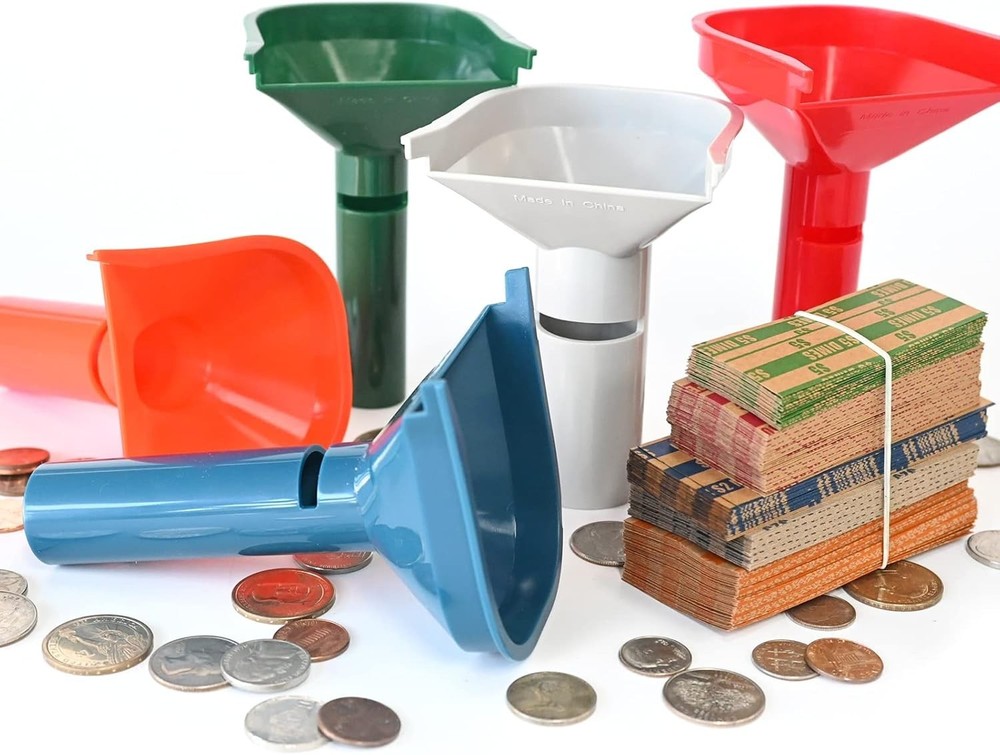 Complete Coin Sorting Solution: 175 Assorted Wrappers & 5 Color-Coded Tubes