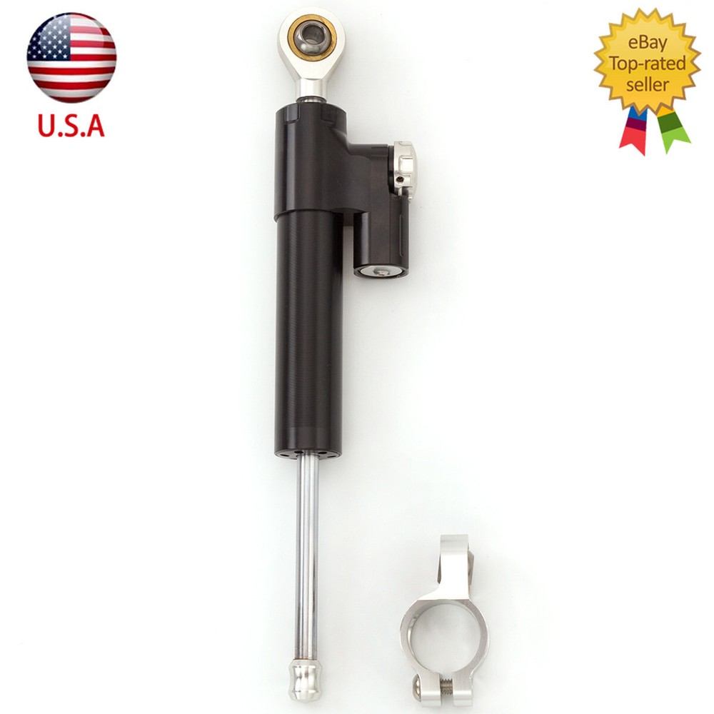 CNC Steering Damper Linear Stabilizer Reversed Safety Control Shock black+silver