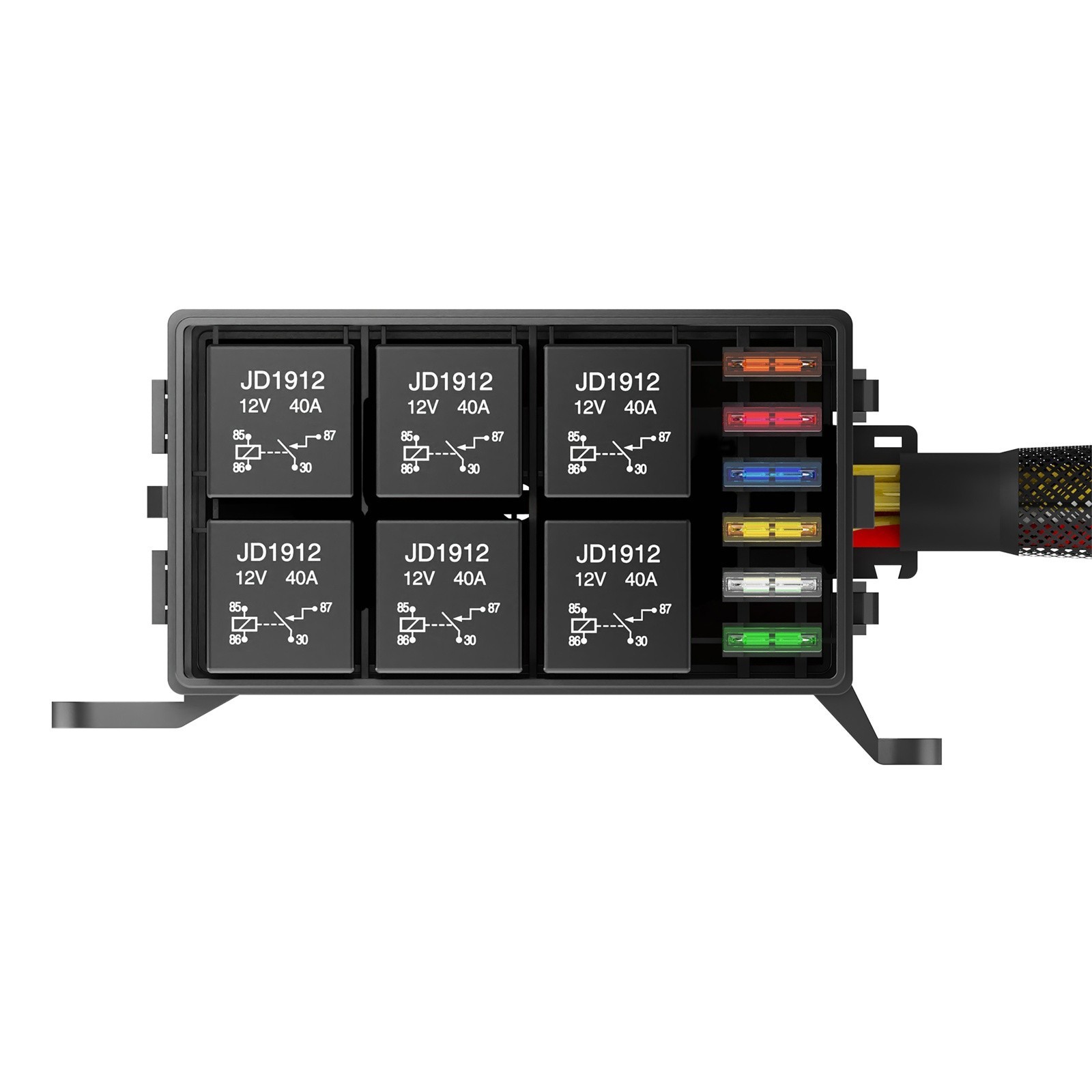 Universal 12V Waterproof Automotive 6 ATO Fuse Relay Box Block w/ Harness Marine
