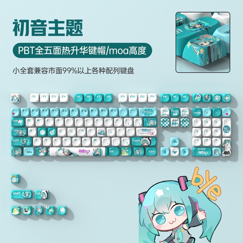 Hatsune Miku 116 PCS MOA Profile Anime Keycap Set For Mechanical Keyborad