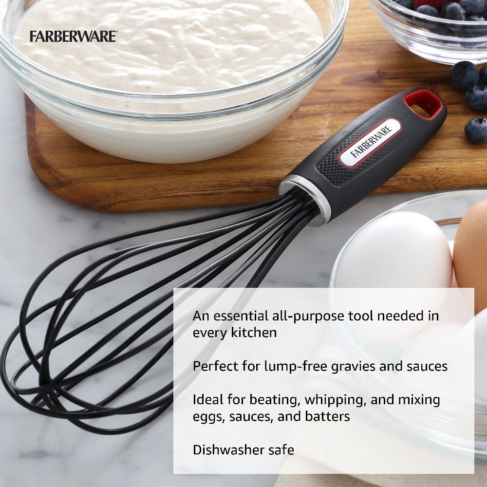 Soft Grip Plastic Whisk in Black