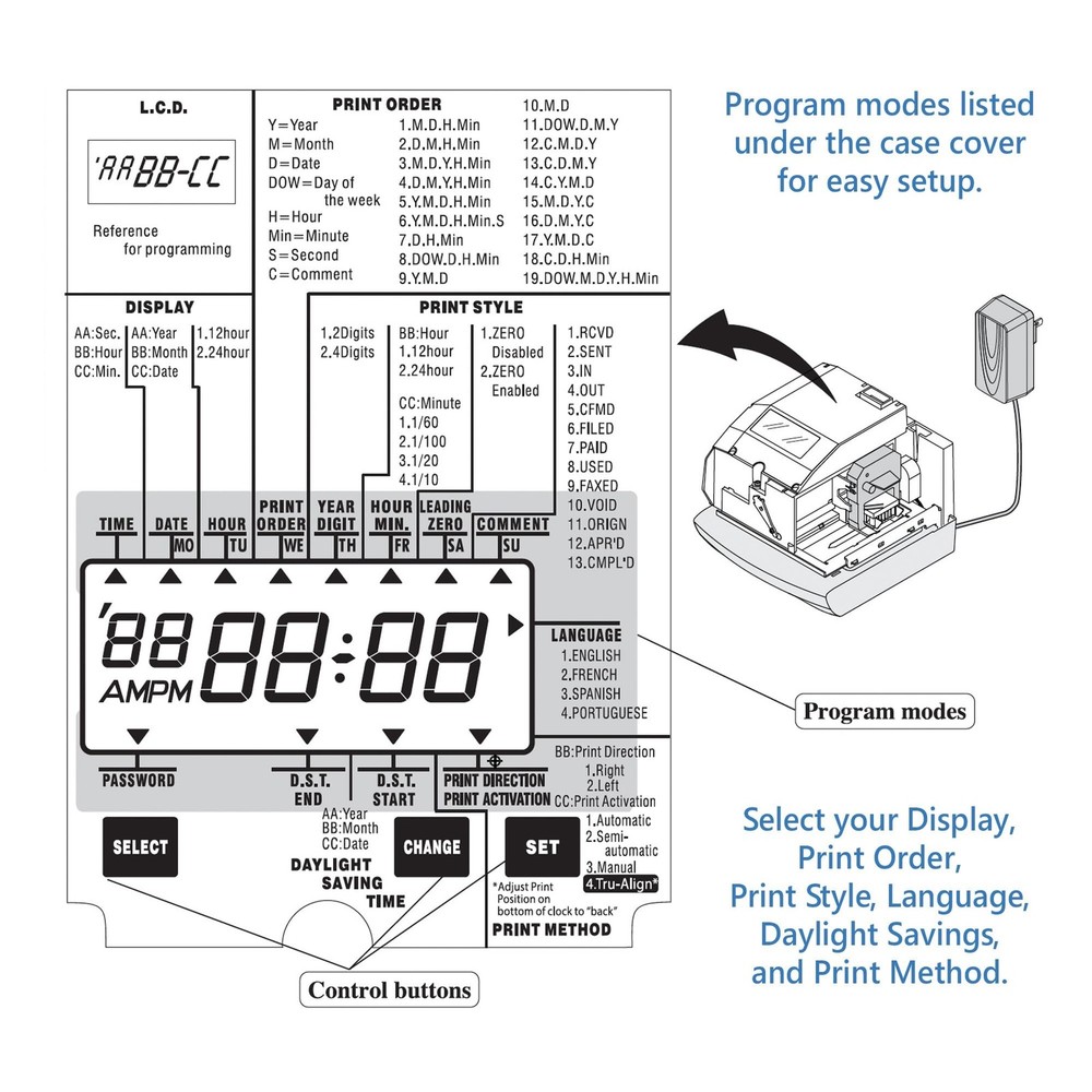 Lathem 1600e Time Clock Punch Machine & Document Stamp, Time Keeping System w...