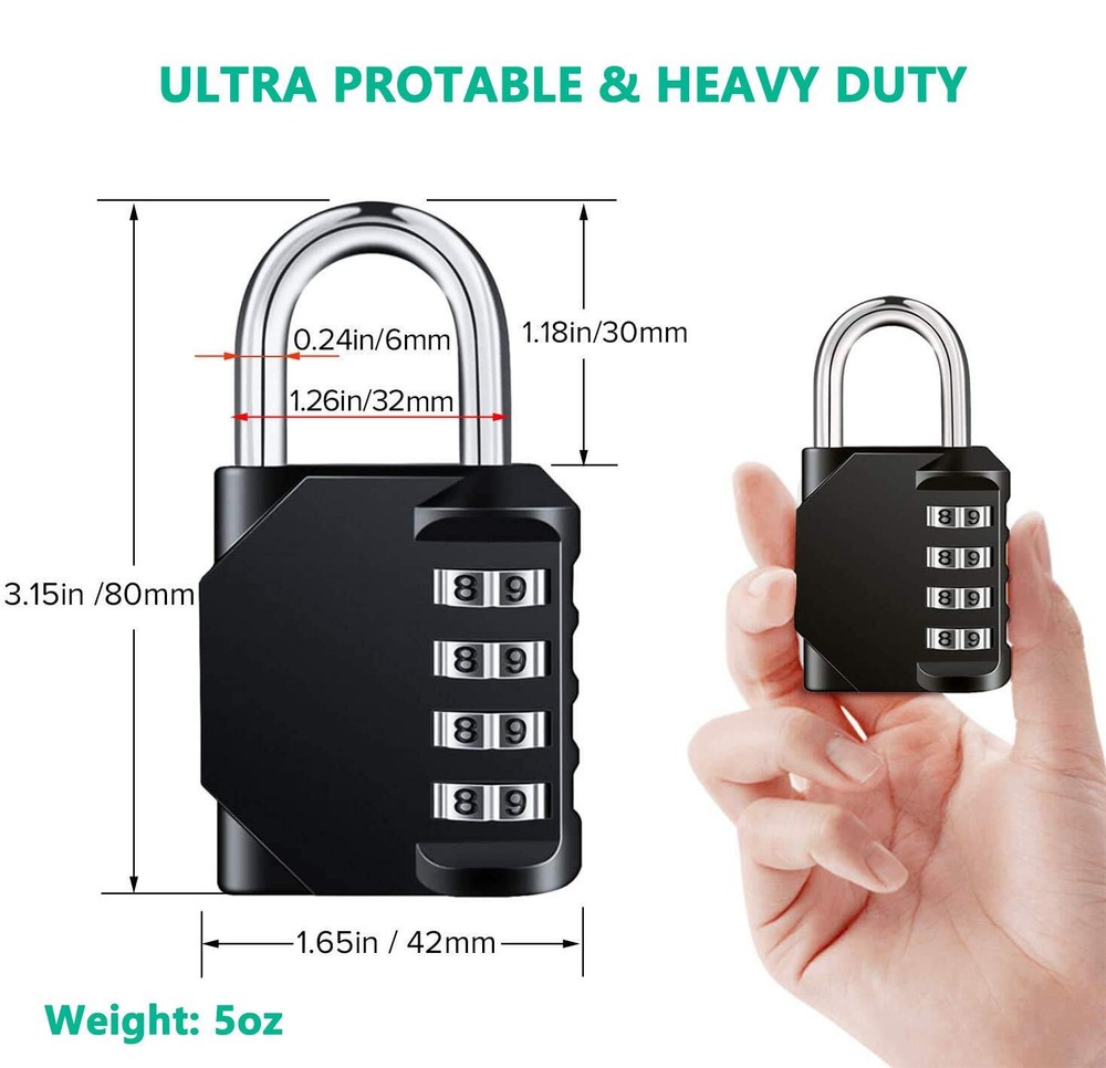 Combination Lock Resettable 4 Digit Padlock with Combination, AIHYTU Waterproof