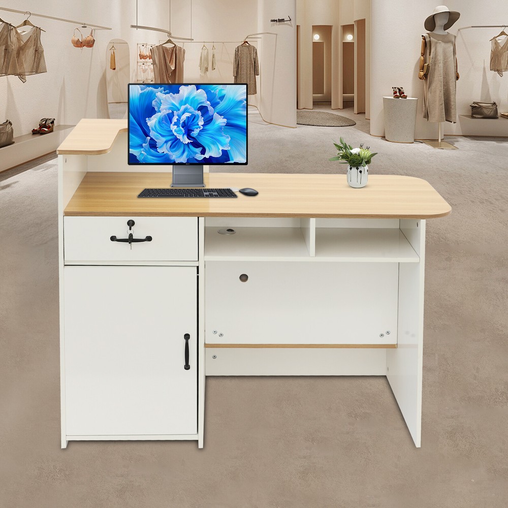 Modern Reception Desk Reception Counter Reception Desk with Lockable Drawer