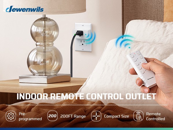 DEWENWILS Remote Control Outlet, Remote Control Outlet Plug 200FT Range,15A/1800