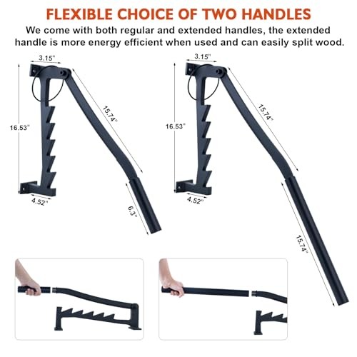 Wall Mounted Firewood Splitter with Extended Handle, Ordinary & Removable