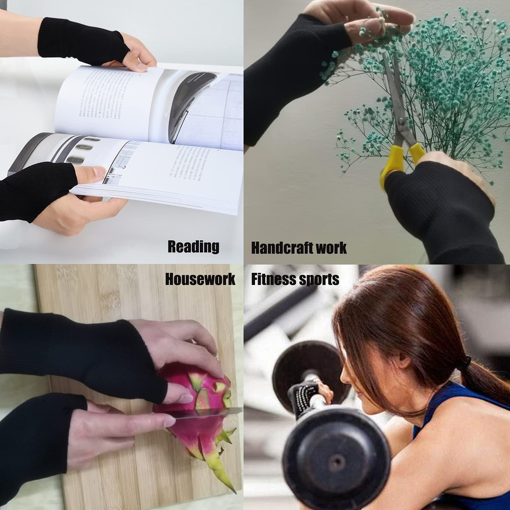 Wrist Thumb Support Compression Gloves (1 Pair), Breathable One Size, black