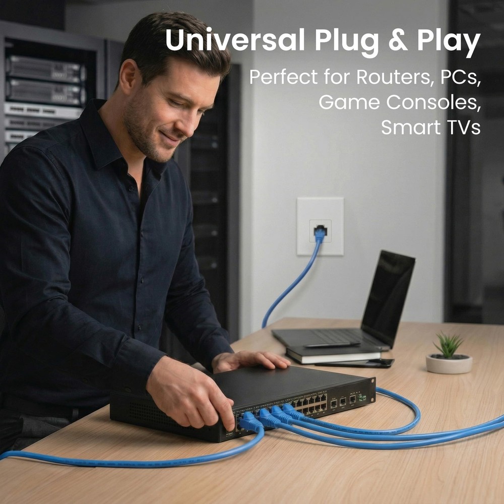 Cat 6 Ethernet Patch Cable 10 ft Blue (10 Pack) - Cat6 Patch Cables 10ft Blue...