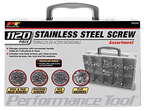 Performance Tool W5355 1,120pc Hardware Assortment (Pan Heads, Oval Head)