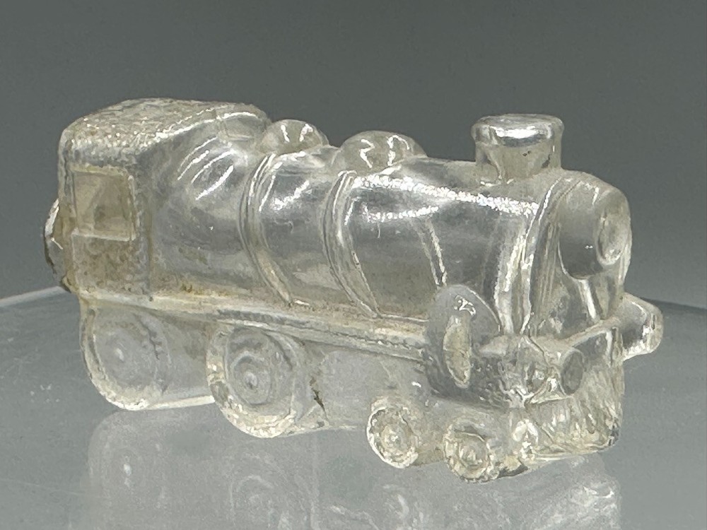 1940s TRAIN ENGINE Locomotive STOUGH Tiny One Glass CANDY CONTAINER E&A 475