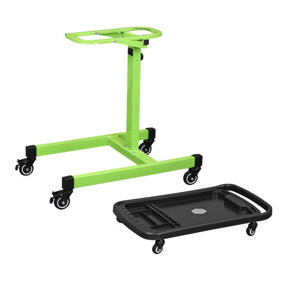 Adjustable Height Mobile Workstation Removeable Top Tray Dual Use Tool Creeper